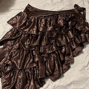 Dreamgirl Shiny Black Ruffled Mini costume Skirt L